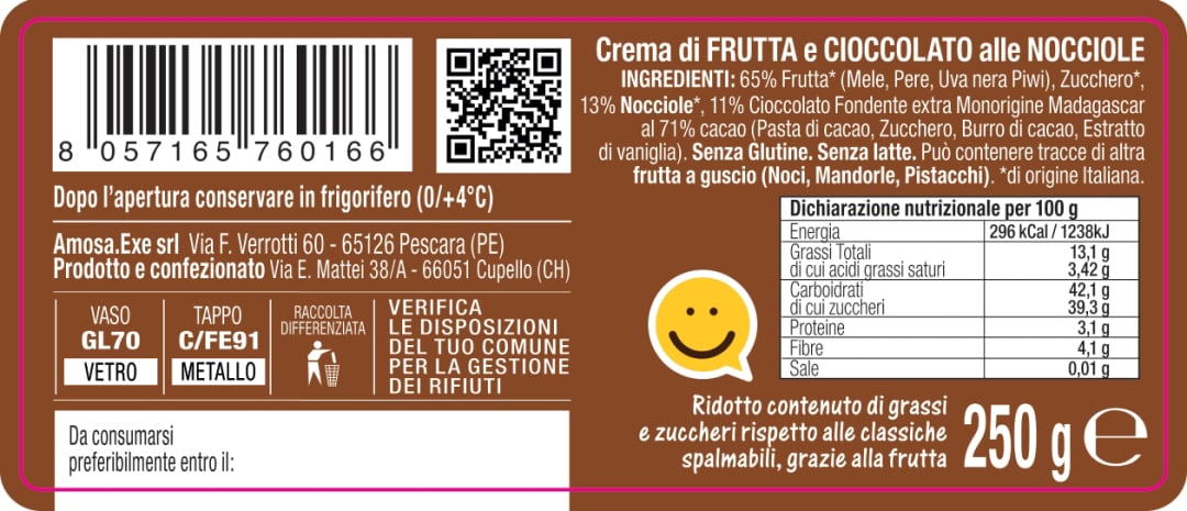 Ingredienti Pùreo Gianduia Amabile