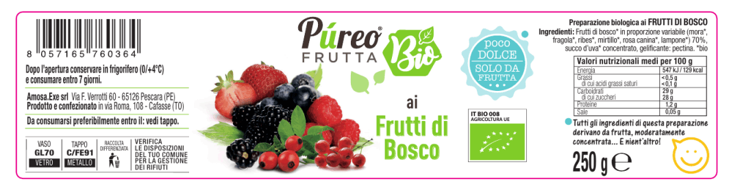 Ingredienti Preparazione BIOLOGICA alle FRUTTI BOSCO