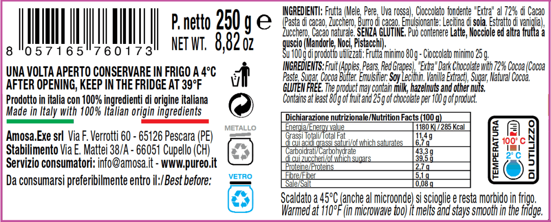 Ingredienti Pùreo Fondente Intenso